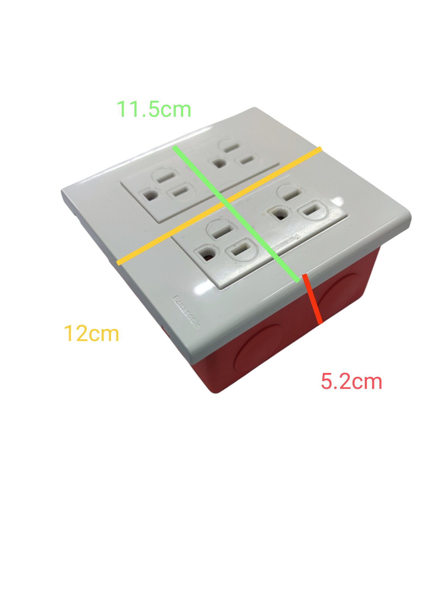Panasonic 4 Gang Flat Pin Outlet with Ground 16A 220V WEG6806+(2XWEG1512-5)+Utility Box
