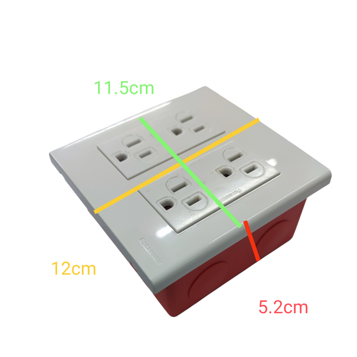 Panasonic 4 Gang Flat Pin Outlet with Ground 16A 220V WEG6806+(2XWEG1512-5)+Utility Box