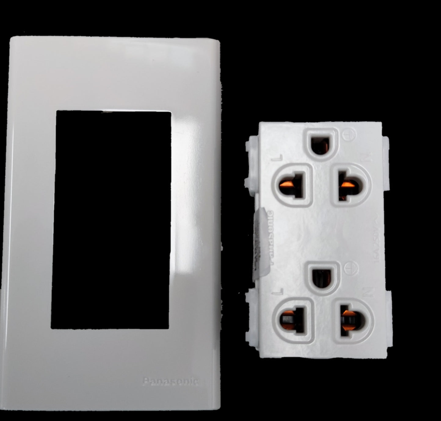 Panasonic Duplex Outlet with Ground Universal 16A 250V with Plate, Duplex Universal Outlet with Ground and Plate, 2 Gang Universal Outlet with Ground, Duplex Convenience Outlet with Ground and Plate WEG15929/WEG6802W-1