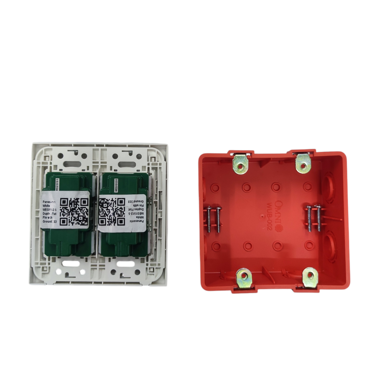 Panasonic 4 Gang Flat Pin Outlet with Ground 16A 220V WEG6806+(2XWEG1512-5)+Utility Box