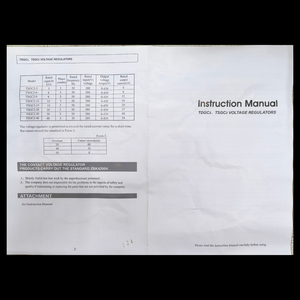 Instruction manual for Wixim Transformer 1000W Variac 220V Input 0-250V AC voltage regulators