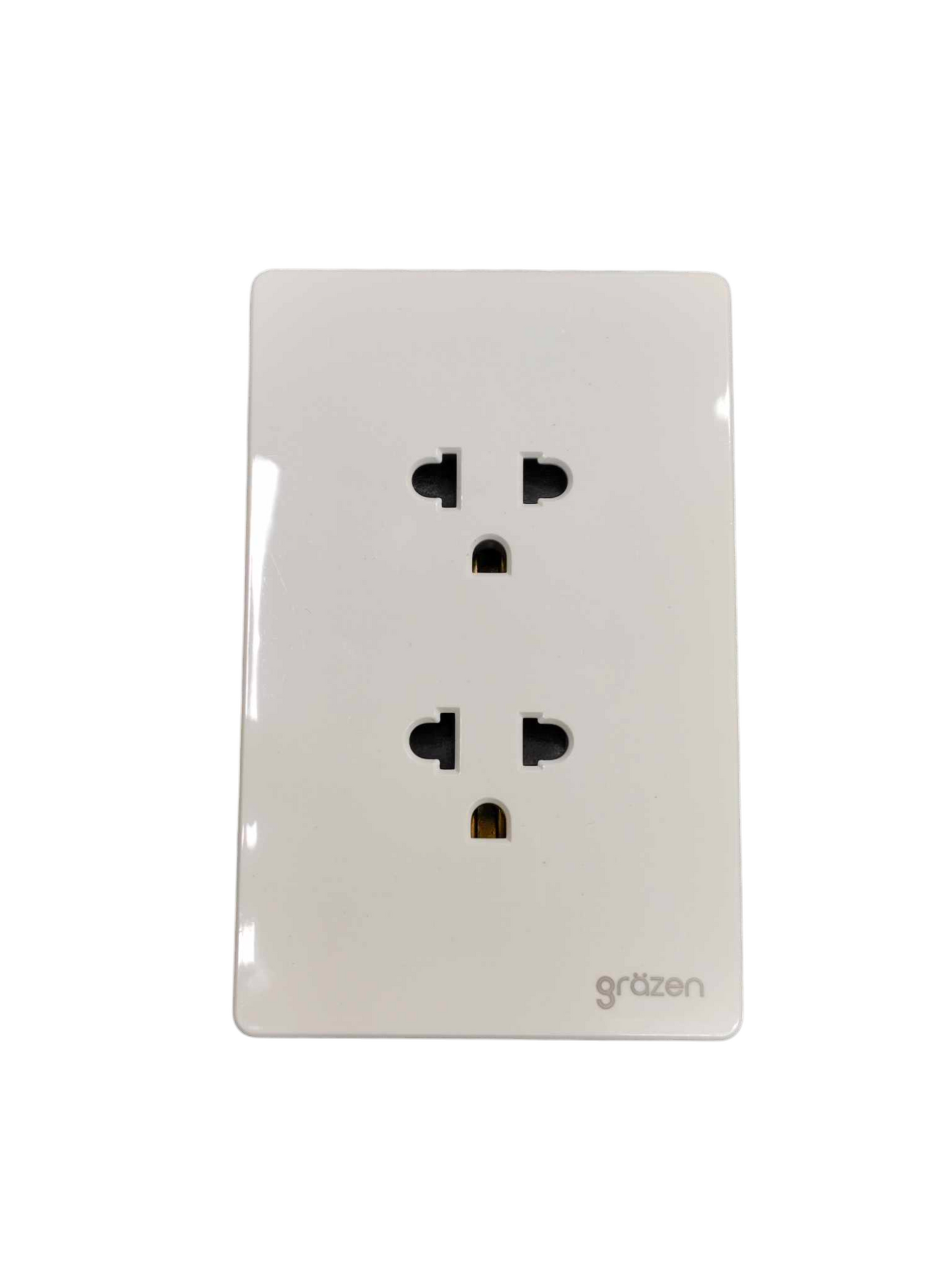 Grazen 2 Gang Universal Outlet with Ground 16A 220V Available Black White Gray and Gold GW-010