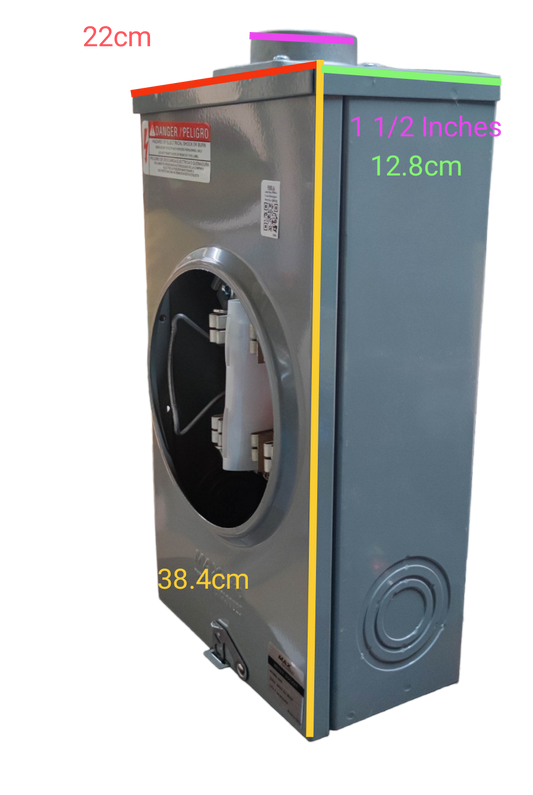 Cirtech Rectangular Meter Base 13 Jaws 1 1/2 inch Hub Size KWH Meter Base Max 200A