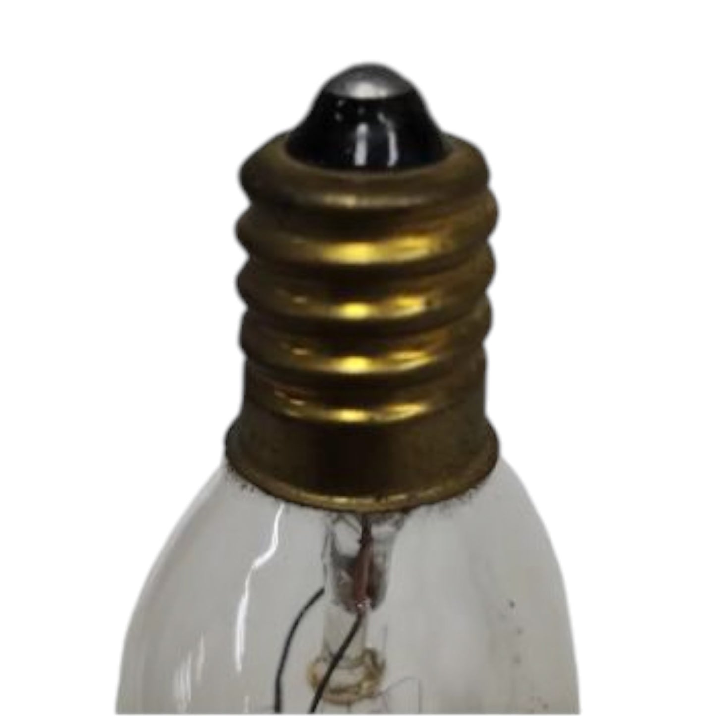 Close-up of a light bulb with a metallic base on a white background 15W Candle Bulb E-14 220V Incandescent Lamp Warm White 3000K Electx Electrical Supply