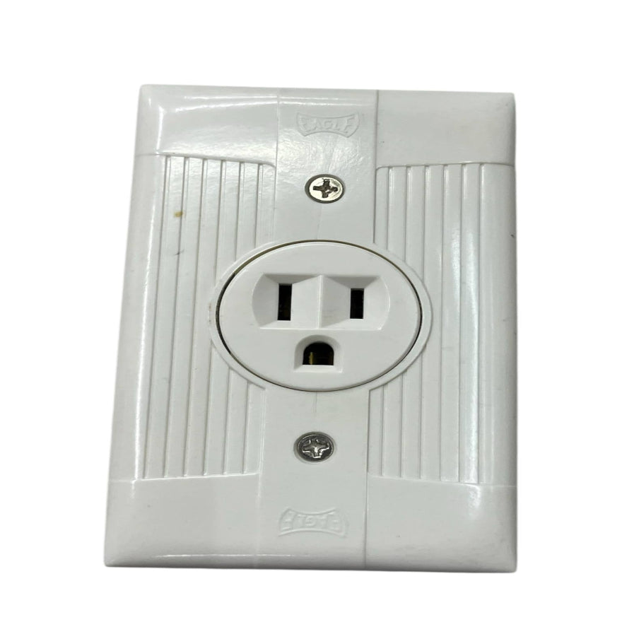 Eagle 15a 250v electrical outlet white with dual socket design and durable surface