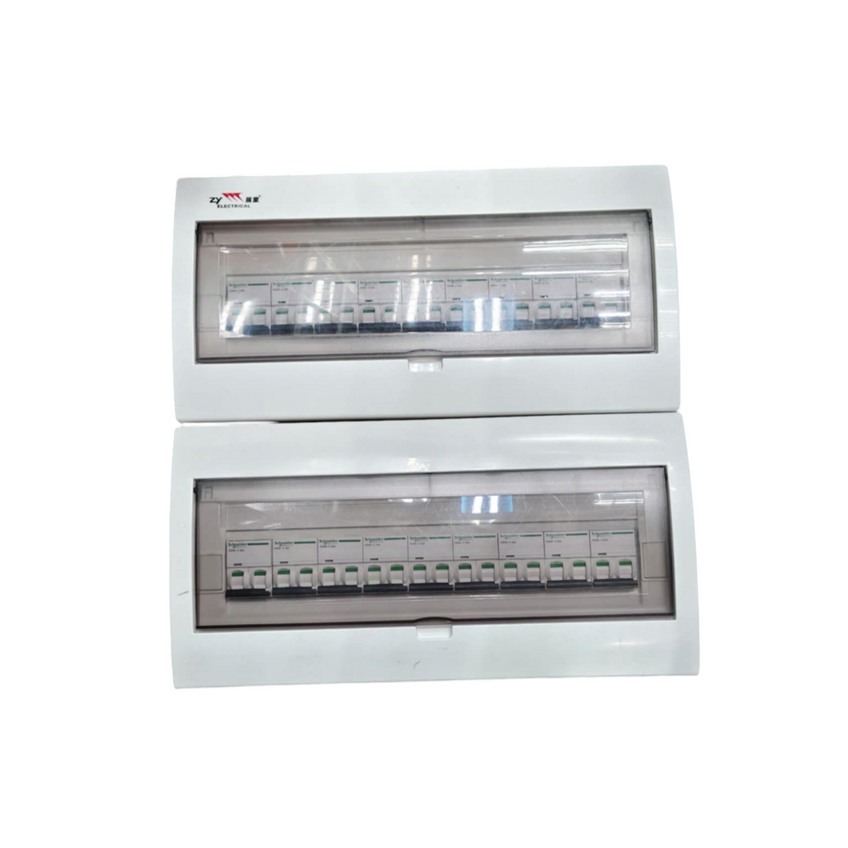 Schneider 17 Branches 2 Pole Miniature Circuit Breaker electrical panel with clear protective cover