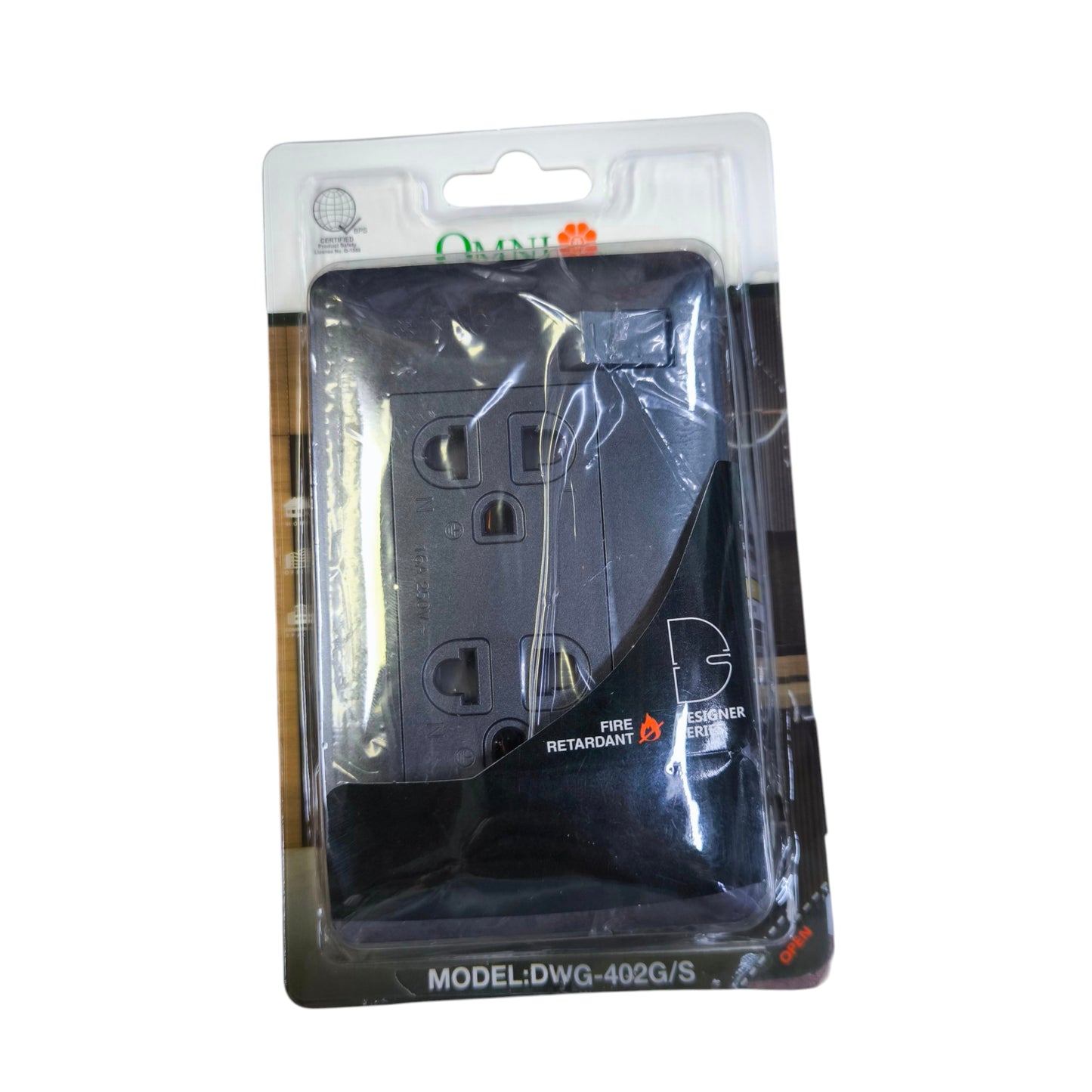 Omni Duplex Universal Outlet with Ground and Individual Switch 16A 250V Graphite Series