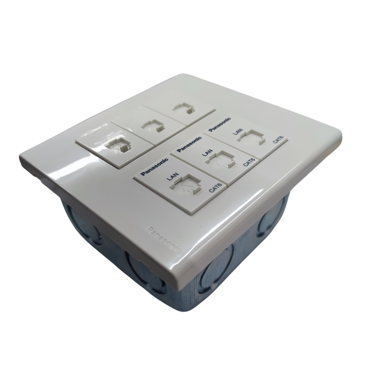 Panasonic 3 Gang Telephone Outlet and 3 Gang CAT6 with Utility Box WEG6806+(3XWEG2164+3XWEG24886)+Utility