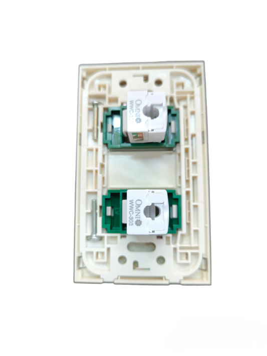 Omni 2 Gang LAN Outlet Wide Series with Stainless Plate Cover WWP-112S+(WWC-303x2)
