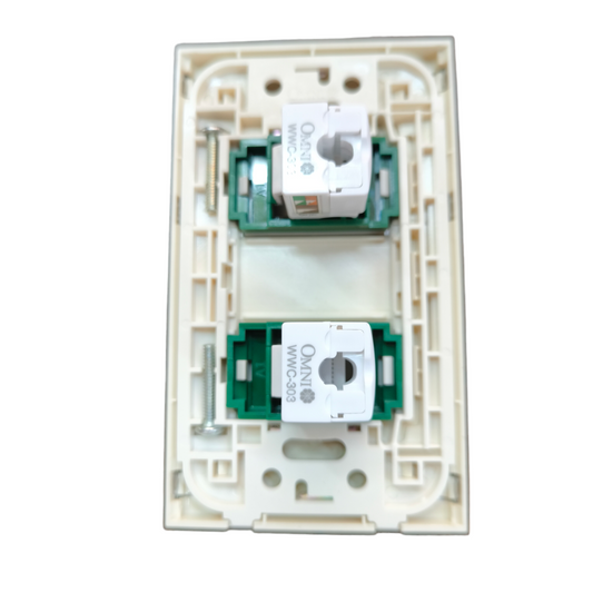 Omni 2 Gang LAN Outlet Wide Series with Stainless Plate Cover WWP-112S+(WWC-303x2)