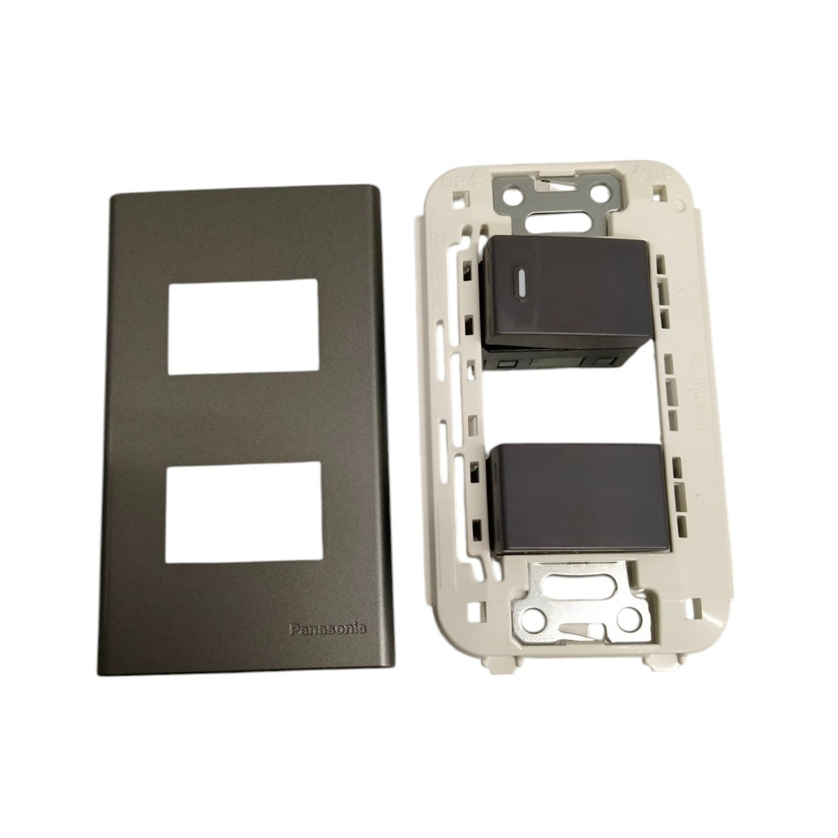 Panasonic 2 Gang Combination Switch,3 Way Switch and 1 Way Switch 16A 250V with Plate Cover Metallic Gray WEG6802MH-1/WEG5002HK-5/WEG5001HK-5
