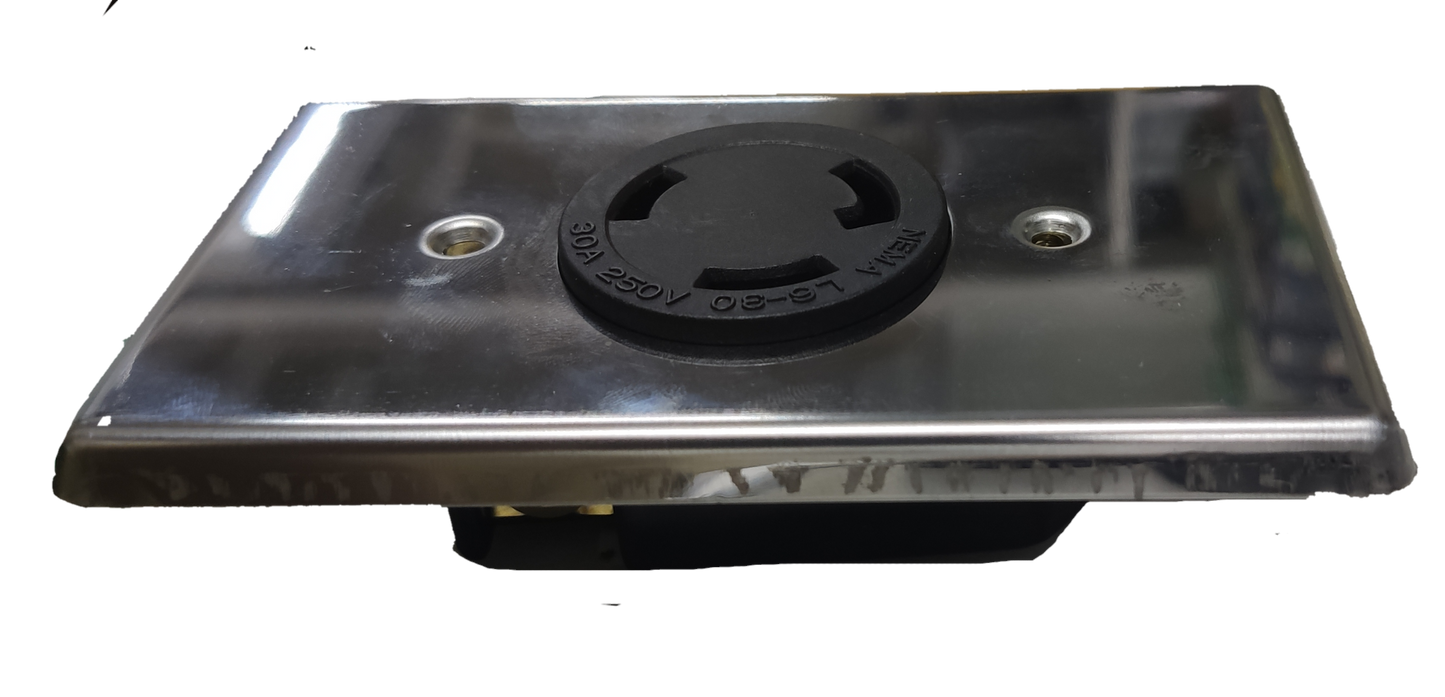Grippes 30A Twist Lock Outlet with Stainless Plate 2P+E (3P) 250V(NEMA L6) WJ6331B and 9221, Twistlock