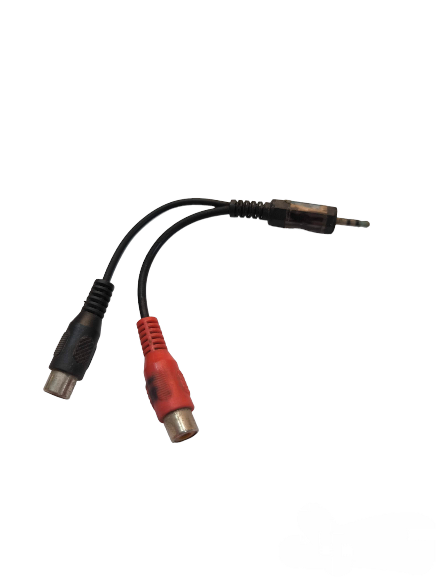 2.5mm plug to dual RCA connector audio cable adapter with black and red female connectors