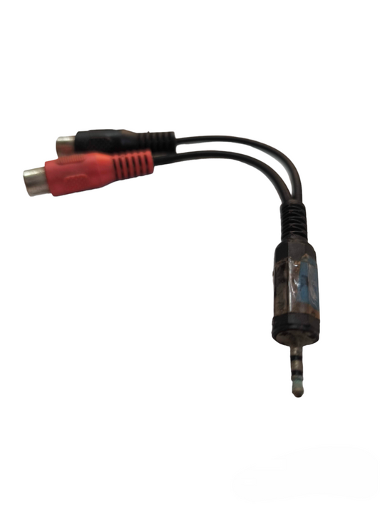 Black cable with 2.5mm plug to dual RCA connector featuring red and black RCA female ends