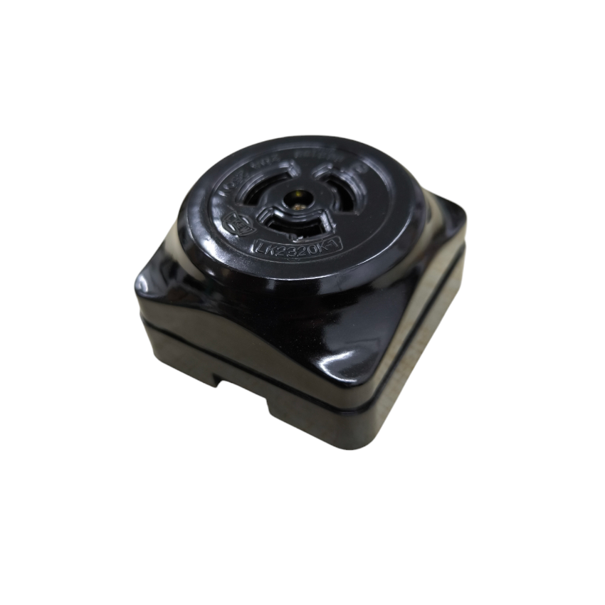 Grippes 20A twist lock outlet 220V in black, designed for secure electrical connections