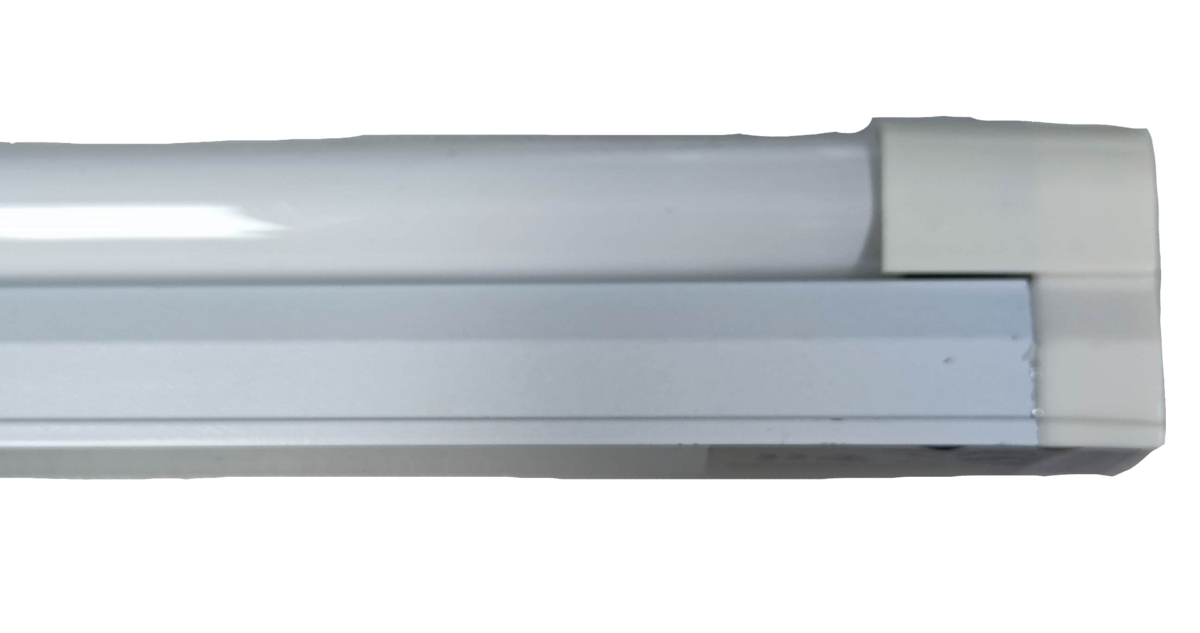 Electx Electrical Supply 21W T5 fluorescent fixture set with white tube and housing on black background
