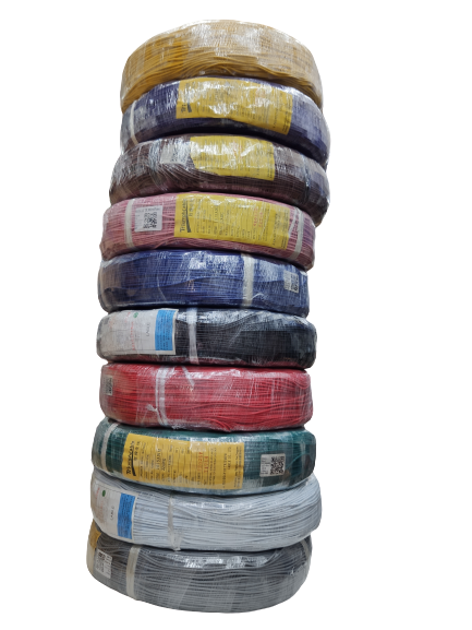 Colorful spools of 22 AWG hook up wire 30 Meters stacked for easy organization and access