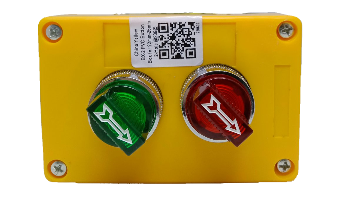 Auspicious 22mm 220V selector switch with box featuring green and red knobs for power control