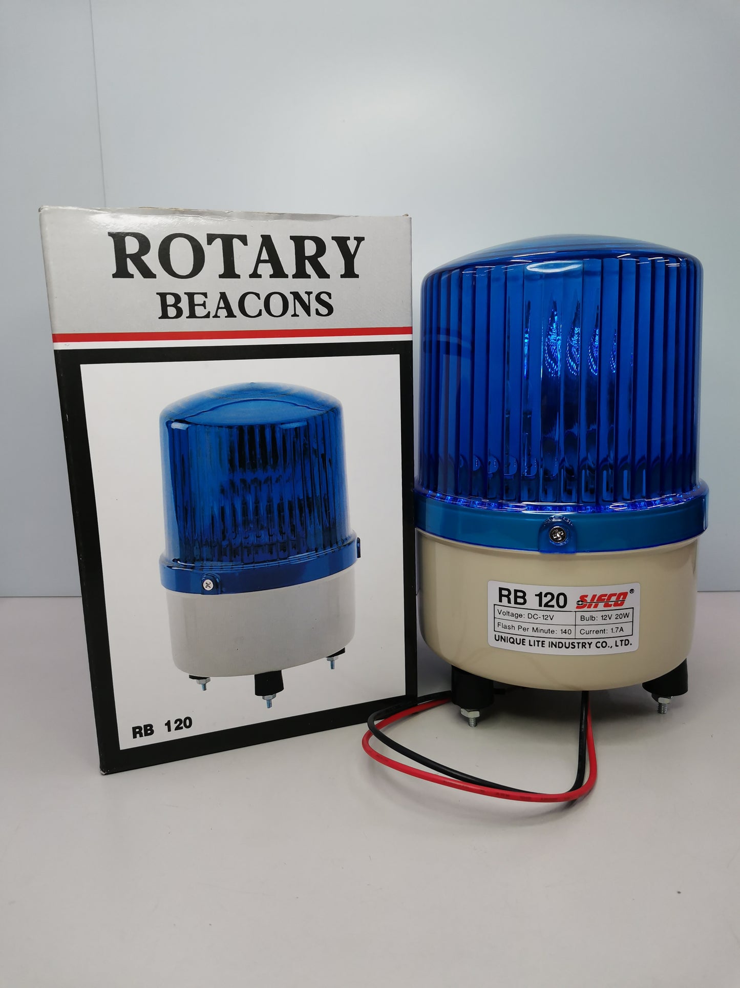 Denko Revolving Light, Warning Light (Rotary Beacon) 12V DC Blue