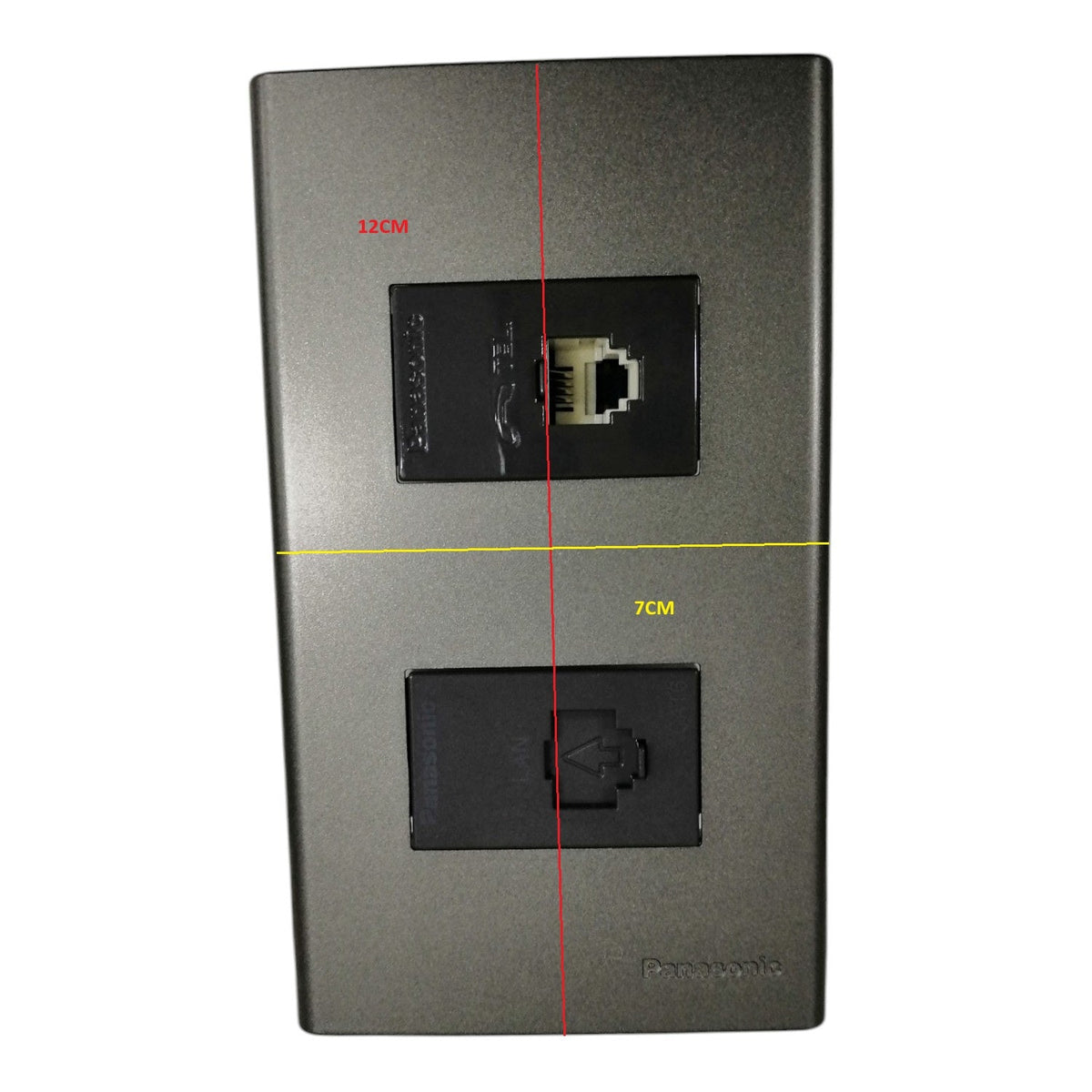 Panasonic 2 Gang CAT 6 Lan Data Outlet and Telephone Outlet,2 Gang RJ45 Outlet and RJ11 Outlet with Plate Cover Metallic Gray WEG6802MH-1/WEG24886H/WEG2164H