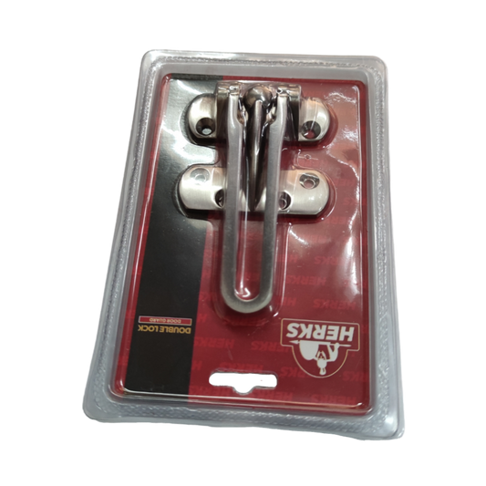 Double Lock Door Guard Satin Nickle 108 x 68 x 21mm Zinc Alloy Door Chain Mode ( Herks) HD1002SN