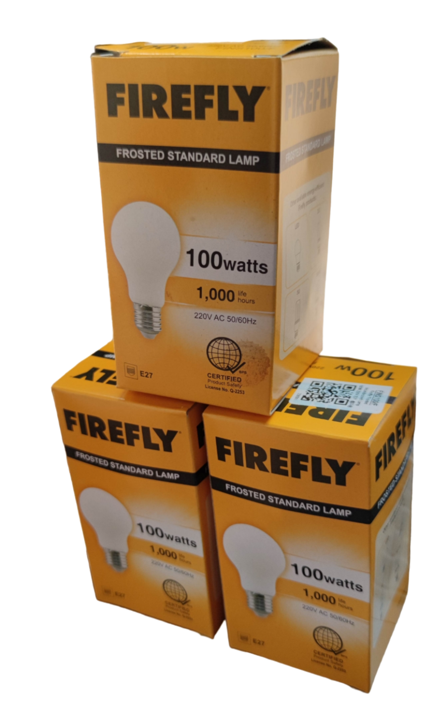 Firefly 100W Incandescent Bulb 220V E27 Frosted FINS100/F (3PCS)