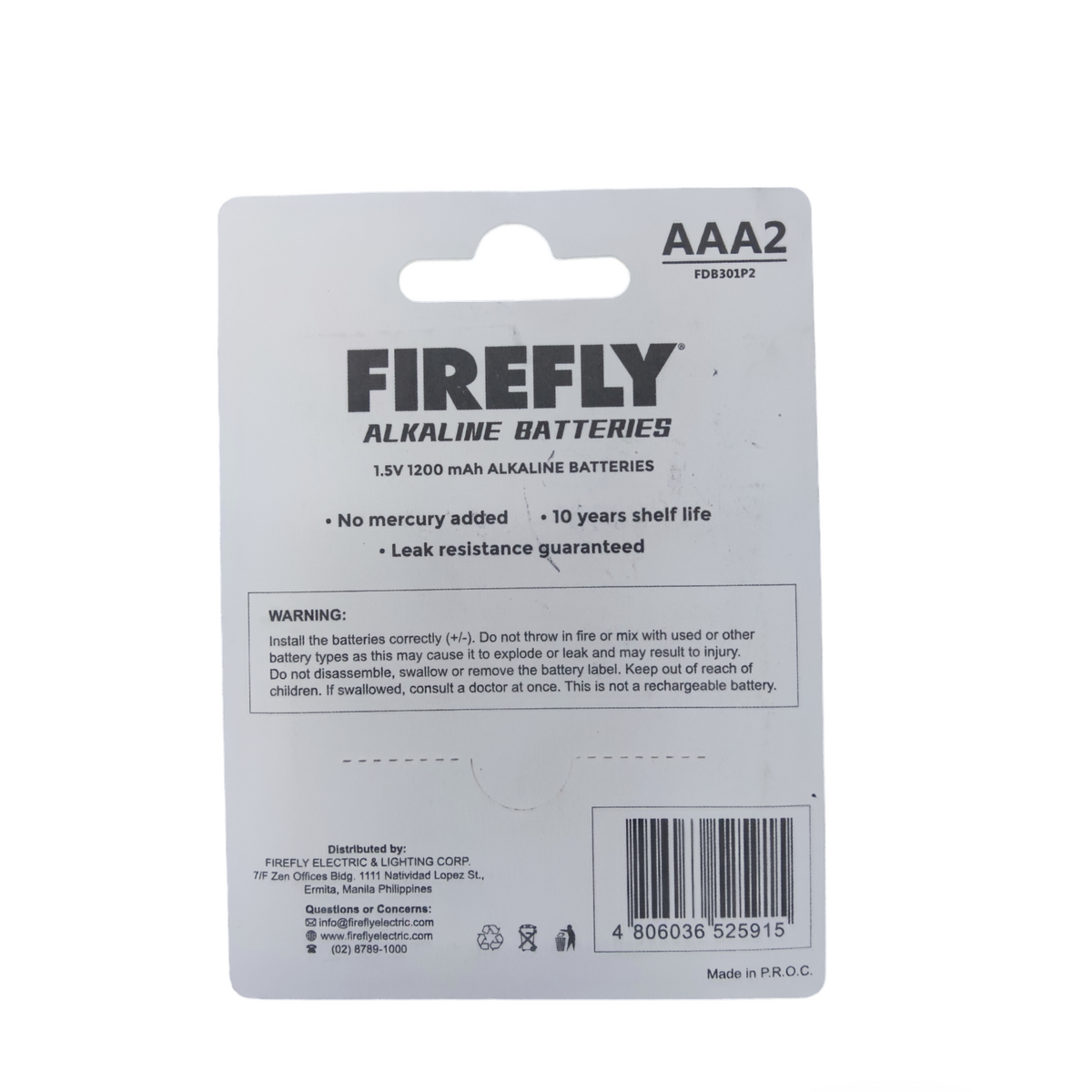 Firefly AAA Alkaline Batteries 1.5V 1200mAh FDB301P2