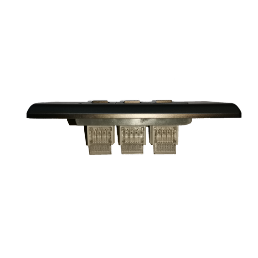 Royu 3 gang telephone outlet Dark Gray With Plate featuring three connection ports for easy installation