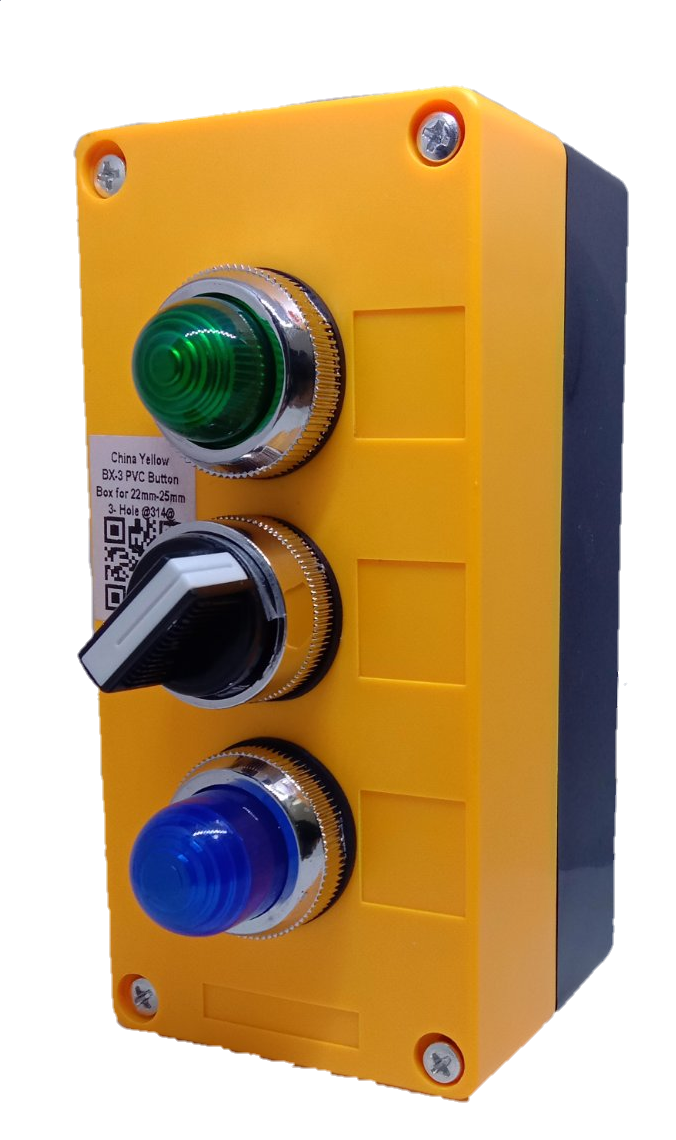 Auspicious 3 position selector switch with pilot lamp in yellow industrial casing for power points and switches
