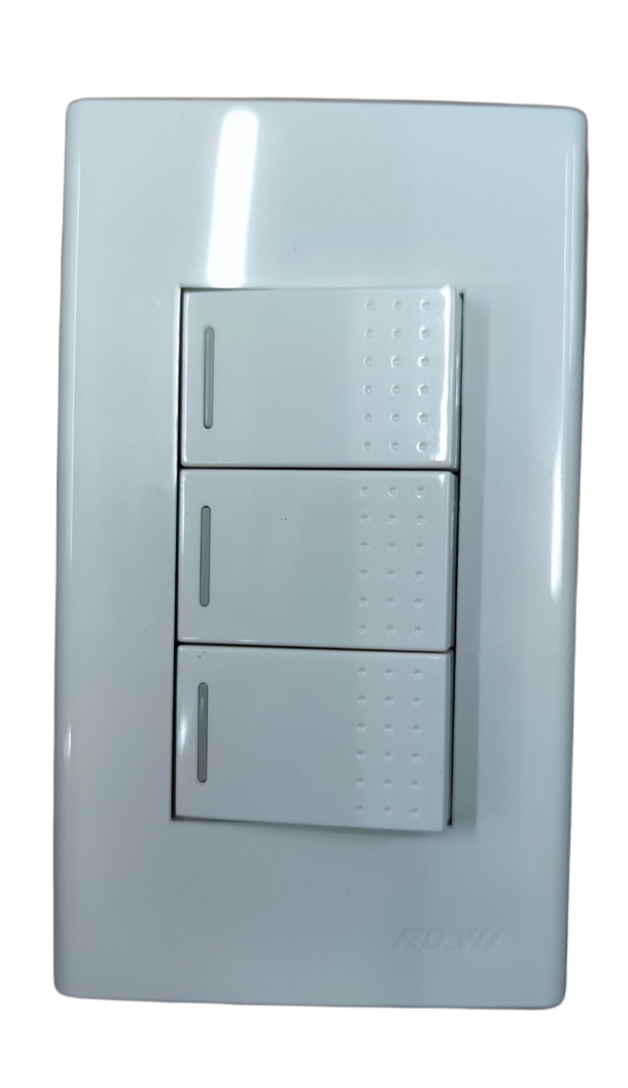 Royu 3 Way switch 10A 250V 3 Gang with sleek white design for efficient control