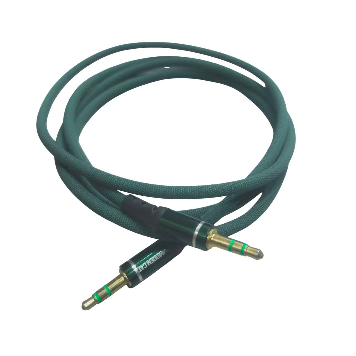 3.5mm to 3.5mm AUX Cable Durable Cloth Braided, Hi-Fi Audio Green 1.2 Meter