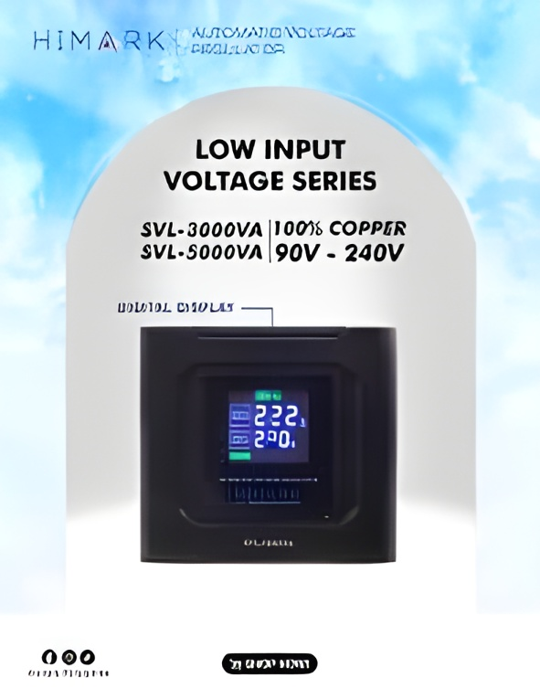 Himark 5000W AVR Low Input Voltage Series ( Pure Black) 90V-240V Input 220V and 110V Output SVL-5000 VA SL