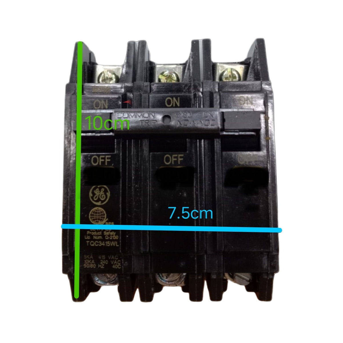 GE 30A 3 Pole Circuit Breaker Bolt-on for electrical safety and overload protection