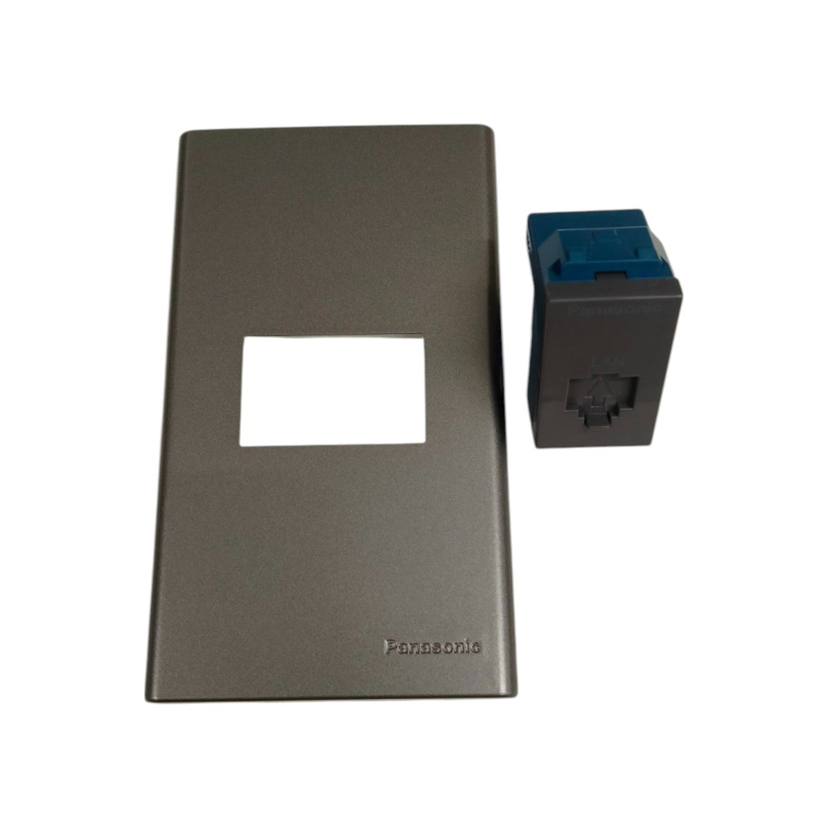 Panasonic 1 Gang CAT 6 Data Outlet, CAT6 Lan Outlet, RJ45 Outlet with Plate Cover Metallic Gray WEG6801MH-1/WEG24886H