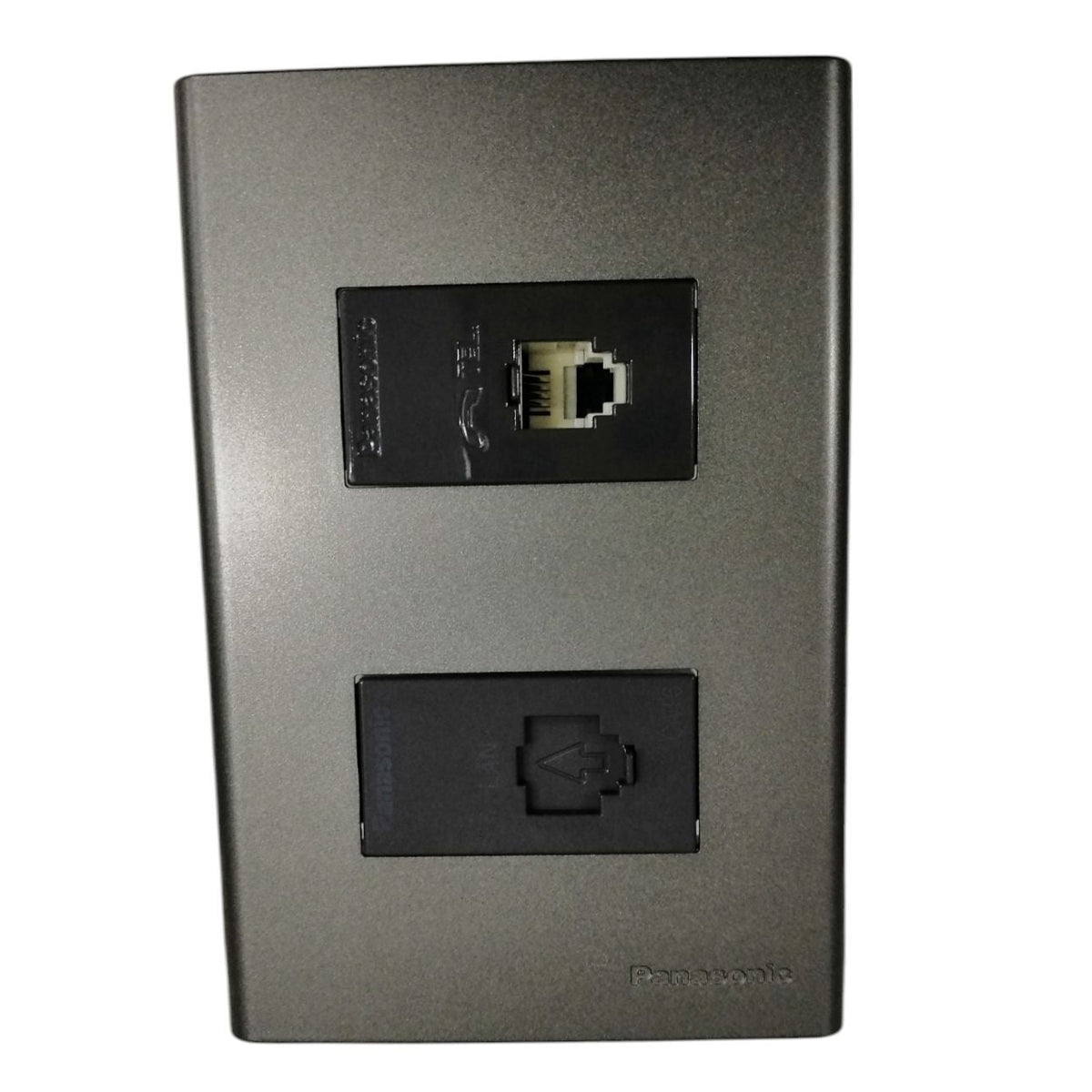 Panasonic 2 Gang CAT 6 Lan Data Outlet and Telephone Outlet,2 Gang RJ45 Outlet and RJ11 Outlet with Plate Cover Metallic Gray WEG6802MH-1/WEG24886H/WEG2164H