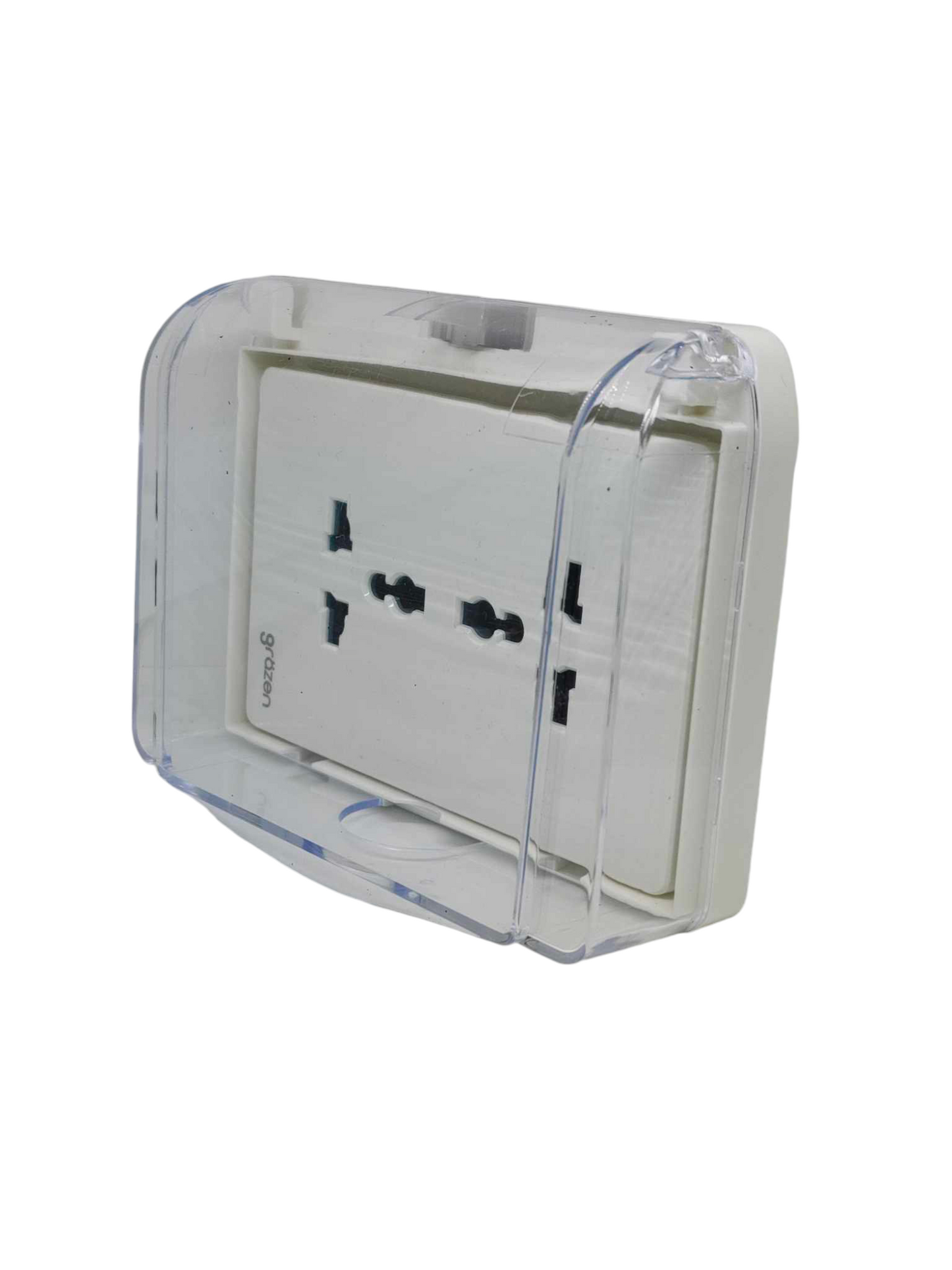 Grazen Weatherproof Plate Cover with Duplex Universal Outlet with Ground 16A 220V Available in Grey, Black, White and Gold