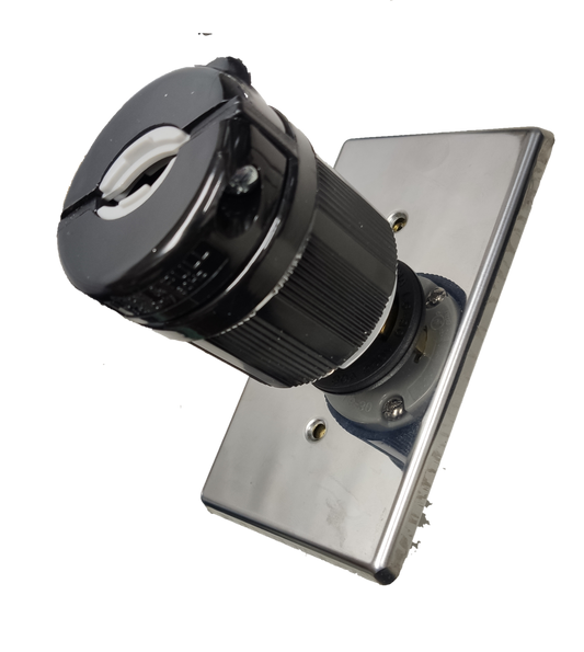 Grippes 30A Twist Lock Outlet with Plug and Stainless Plate 2P+E (3P) 250V (NEMA L6) WJ6331B and BL-630P and 9221