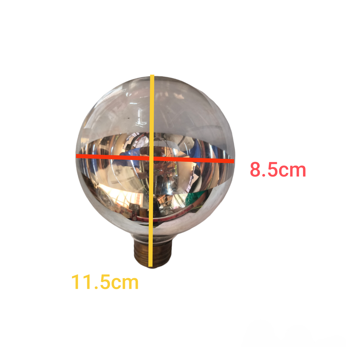 Chiyoda 40W Reflector Bulb Bottom Reflection with measurements showing 8.5cm and 11.5cm dimensions