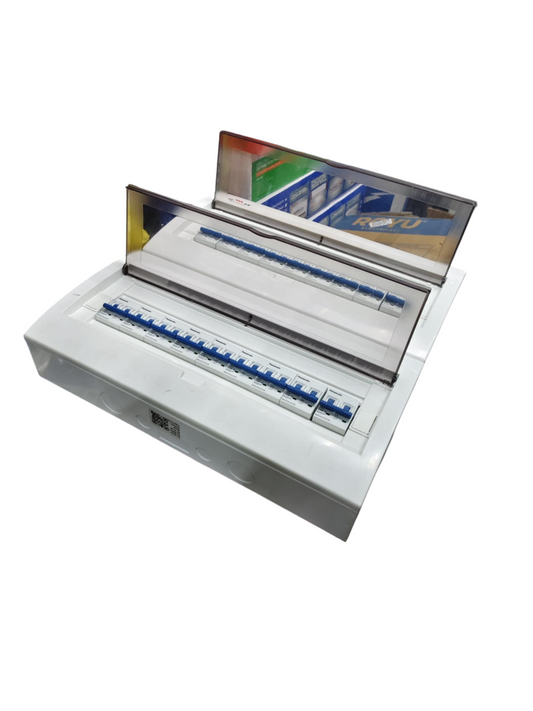 Panel Board 63A 2 Pole Main Miniature Circuit Breaker with 17 Branches 2 Pole Miniature Circuit Breaker 32 Ways Surface Type Panel Box ZY with 17 Bus Bar 2 Pole (Panasonic Breakers)