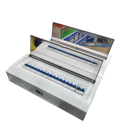 Panel Board 63A 2 Pole Main Miniature Circuit Breaker with 17 Branches 2 Pole Miniature Circuit Breaker 32 Ways Surface Type Panel Box ZY with 17 Bus Bar 2 Pole (Panasonic Breakers)