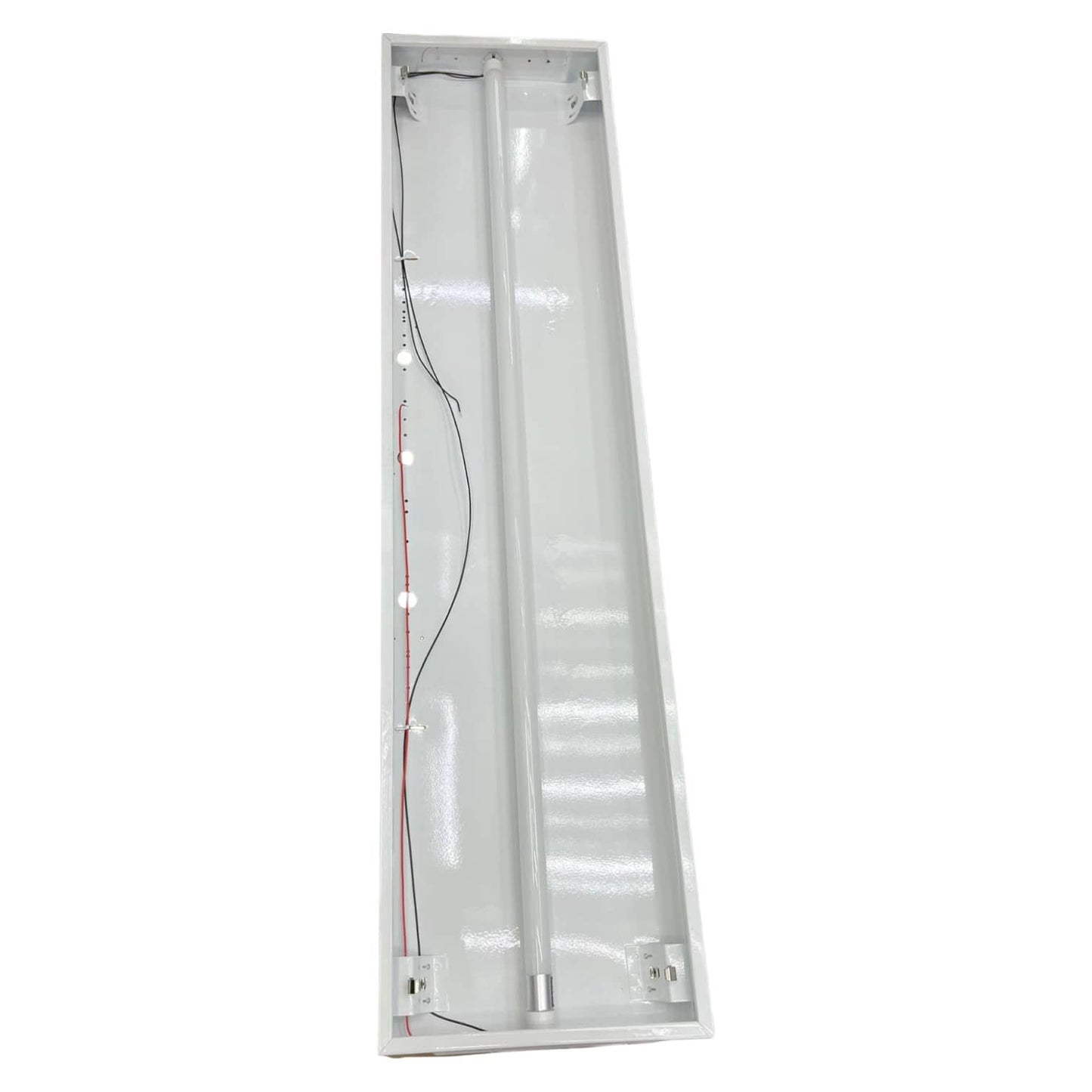48 inch T8 LED troffer light base with wiring and fixtures for easy installation