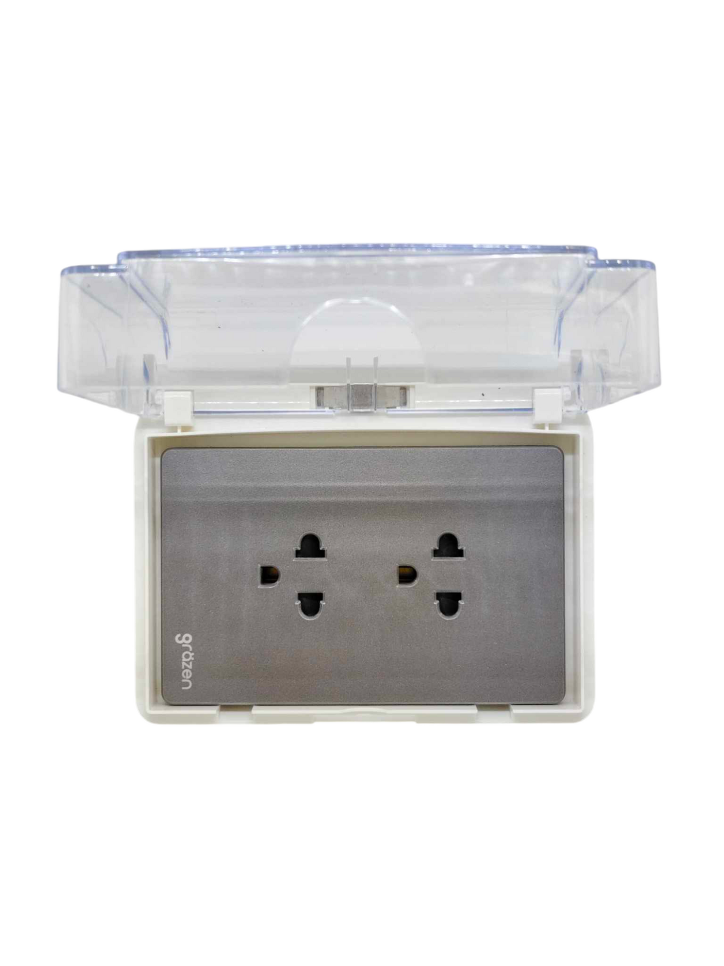 Grazen Weatherproof Plate Cover with Duplex Universal Outlet with Ground 16A 220V 16A 220V WC-019-W+GW-010