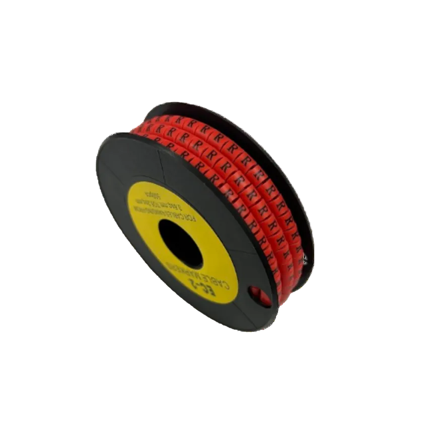 500pcs Cable Marker Red - R on a spool, ideal for organizing and labeling cables efficiently
