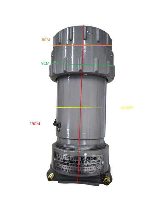 Grippes 500V 3 phase electrical connector with dimensions of 19cm height and 6.5cm width