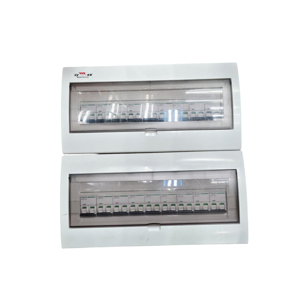 Schneider 50A 2 Pole Main Miniature 32 Ways electrical circuit breaker panel with transparent covers