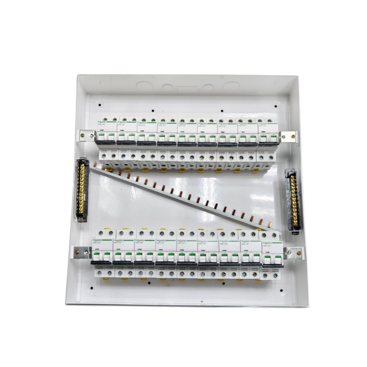Schneider electrical panel with 50A 2 Pole Main Miniature 32 Ways circuit breakers and wiring terminals