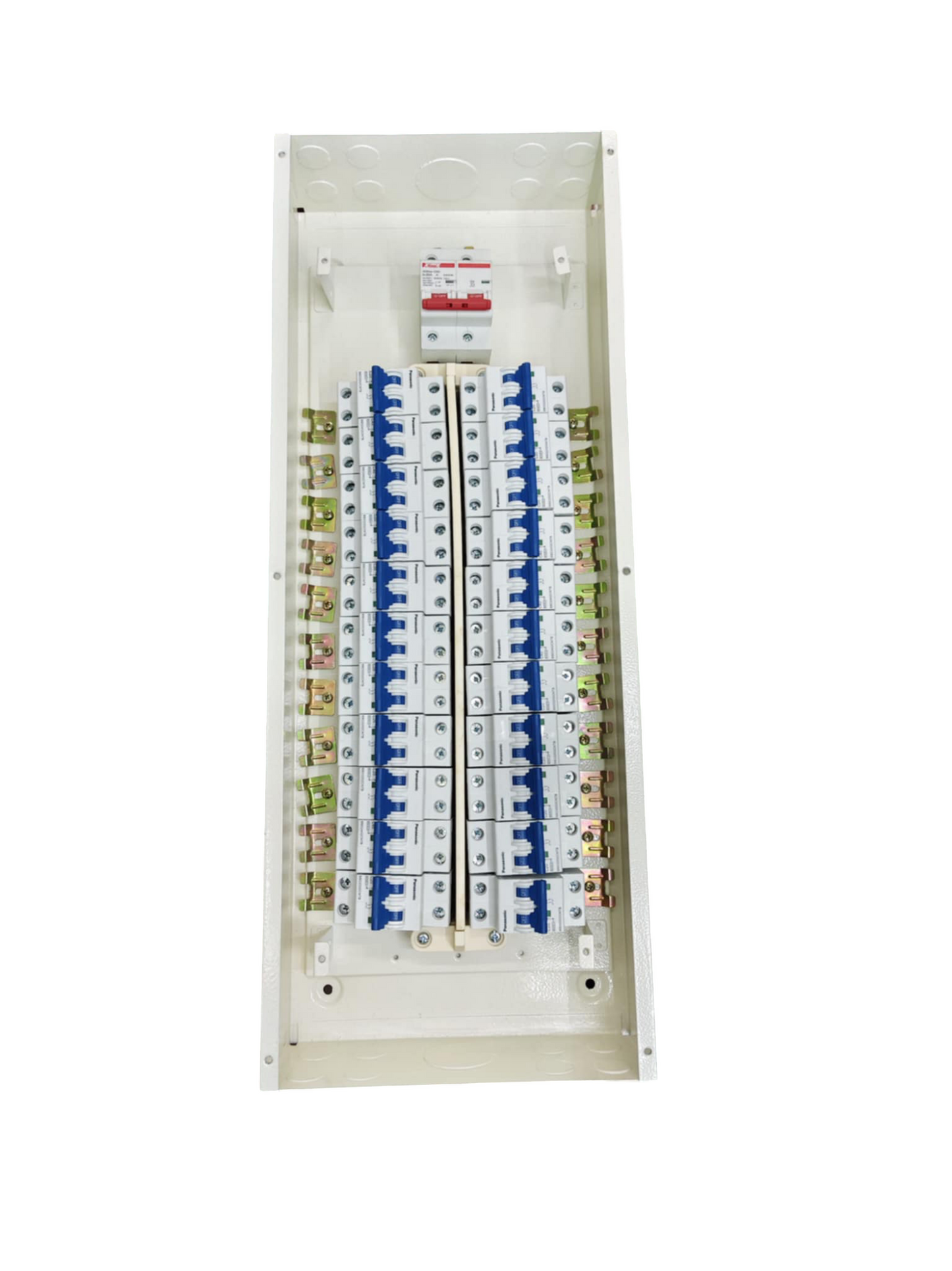 Panel Board 125A 2 Pole Main Himel Miniature Circuit Breaker 22 Branches 2 Pole Panasonic for Miniature 3 Modules Metal Base