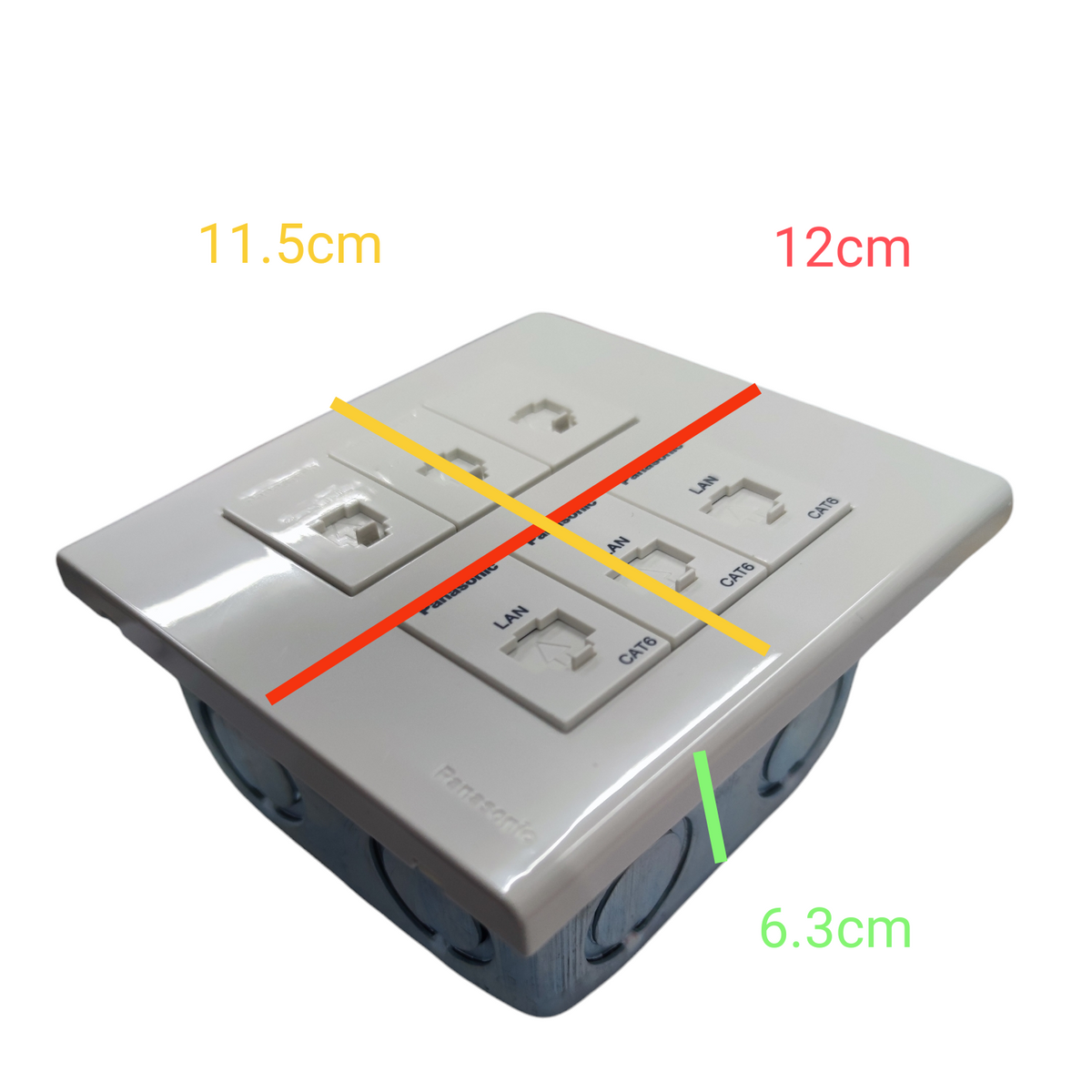 Panasonic 3 Gang Telephone Outlet and 3 Gang CAT6 with Utility Box WEG6806+(3XWEG2164+3XWEG24886)+Utility