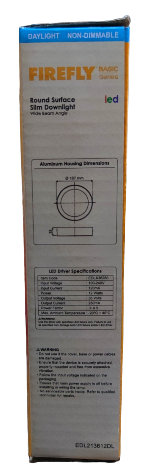 Firefly 12W LED Surface Downlight Round Daylight 220V, 167mm Diameter 6.5 inches Surface Type LED Downlight