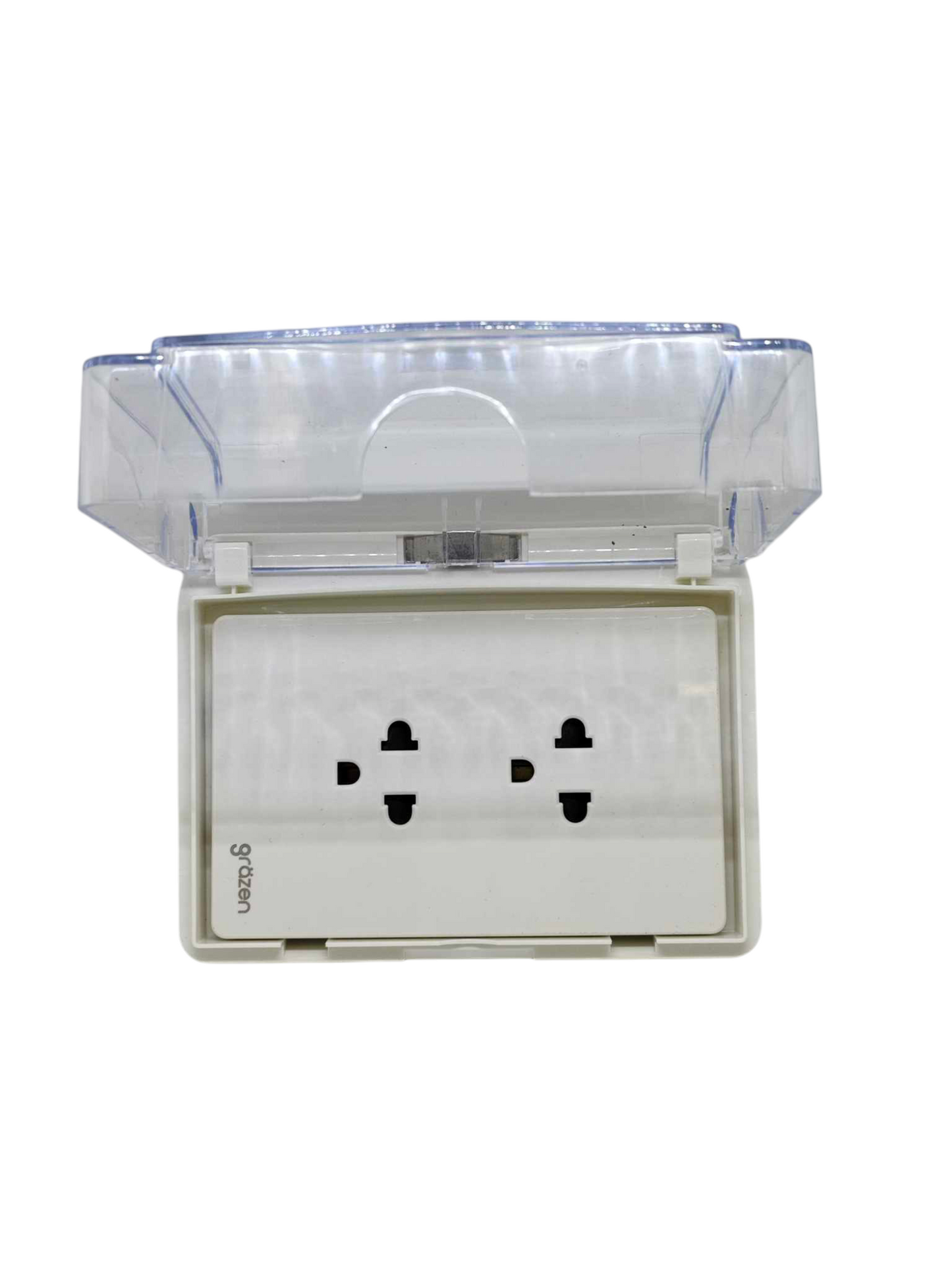 Grazen Weatherproof Plate Cover with Duplex Universal Outlet with Ground 16A 220V 16A 220V WC-019-W+GW-010